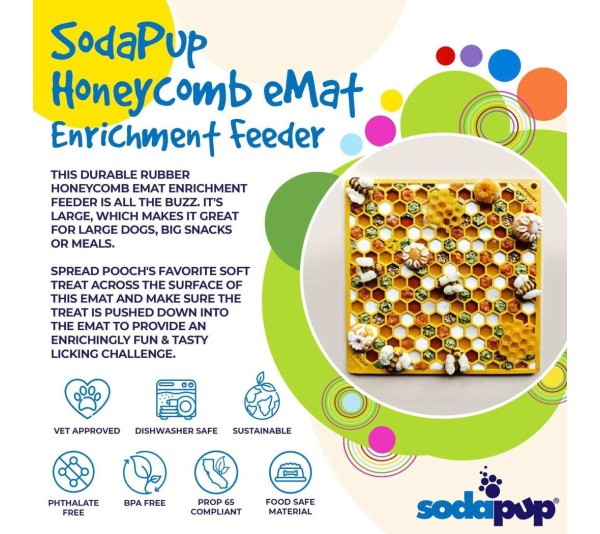 Yellow - Honeycomb Design Emat Enrichment Lick Mat - Small