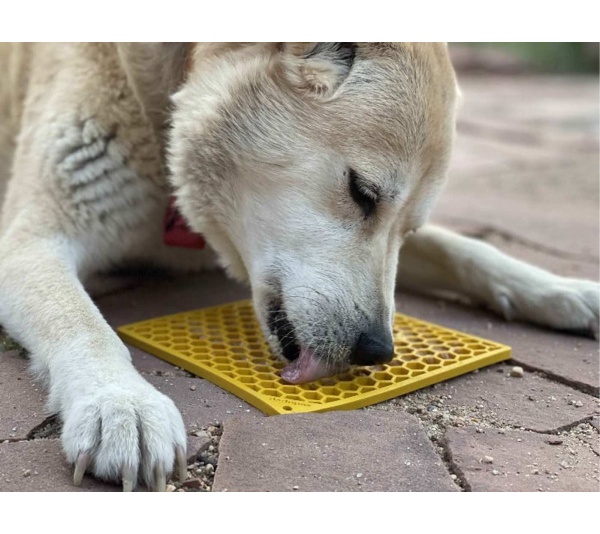 Yellow - Honeycomb Design Emat Enrichment Lick Mat - Small