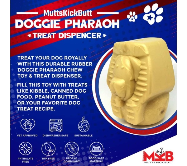 Gold - MKB Doggie Pharaoh Durable Chew Toy & Treat Dispenser - Large