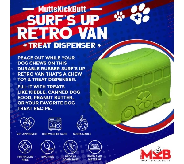 Green - MKB Surf's Up! Retro Van  Durable Chew Toy & Treat Dispenser