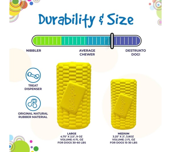 Yellow - SodaPup Corn on the Cob Treat Dispenser - Medium