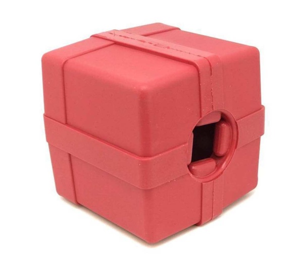 Red - SP Gift Box Durable Rubber Chew Toy & Treat Dispenser - Large