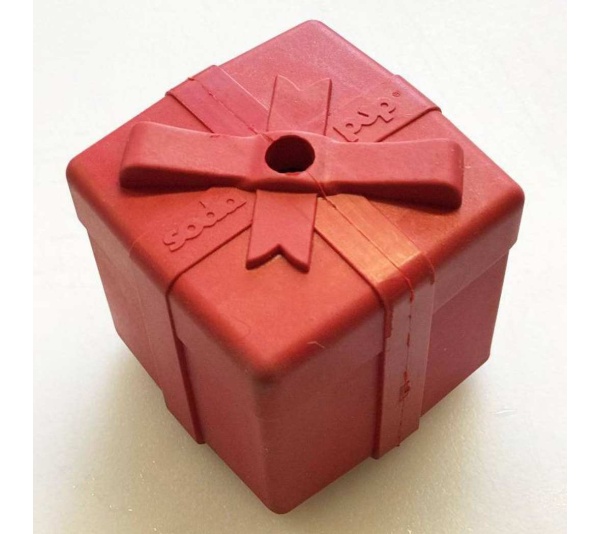 Red - SP Gift Box Durable Rubber Chew Toy & Treat Dispenser - Medium