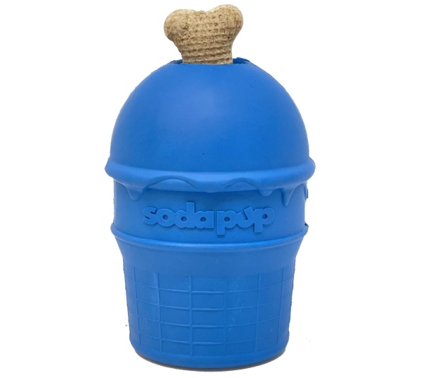 Blue - SP Ice Cream Cone Durable Rubber Chew Toy and Treat Dispenser - Medium