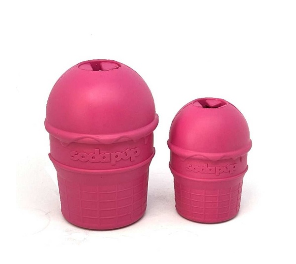 Pink - SP Ice Cream Cone Durable Rubber Chew Toy and Treat Dispenser - Medium