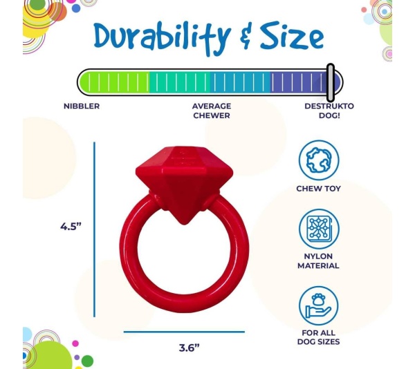 Diamond Ring Durable Teething Ring for Puppies and Aggressive Chewers