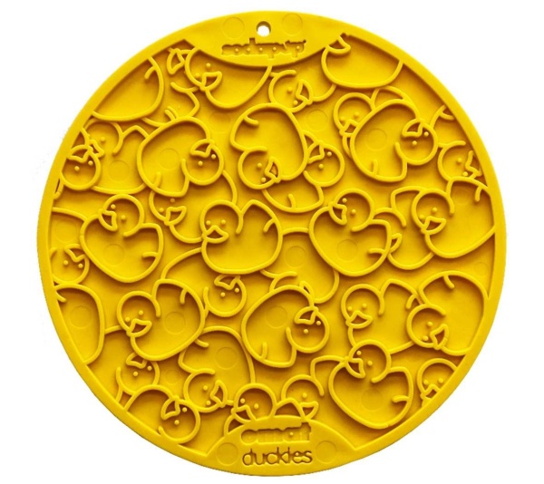 Yellow Duckies E-Mat - Duckies Design eMat Enrichment Lick Mat With Suction Cups