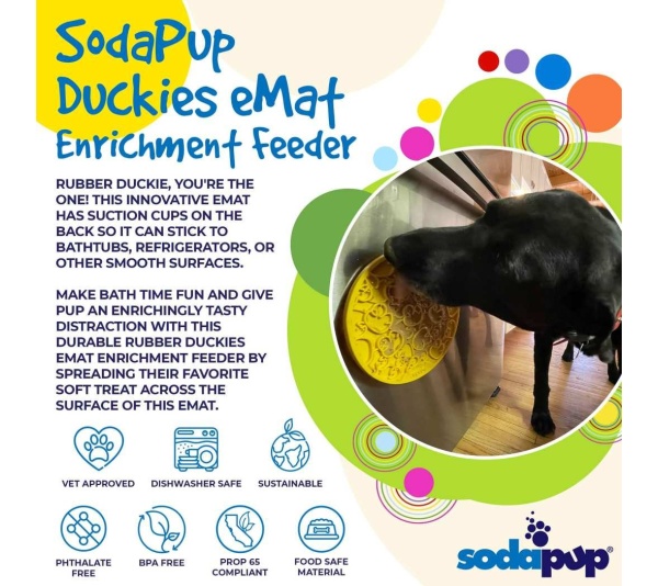 Yellow Duckies E-Mat - Duckies Design eMat Enrichment Lick Mat With Suction Cups