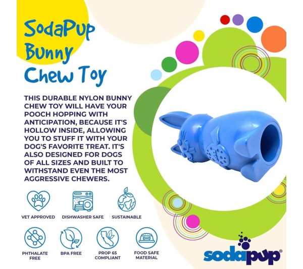 Blue - Durable Nylon Bunny Chew Toy and Enrichment Toy for Aggressive Chewers