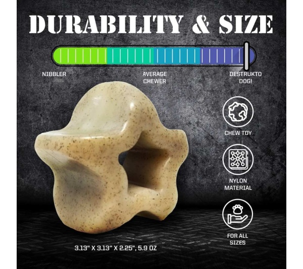 Brown - Durable Nylon Star Dog Chew Toy and Enrichment Toy for Aggressive Chewers