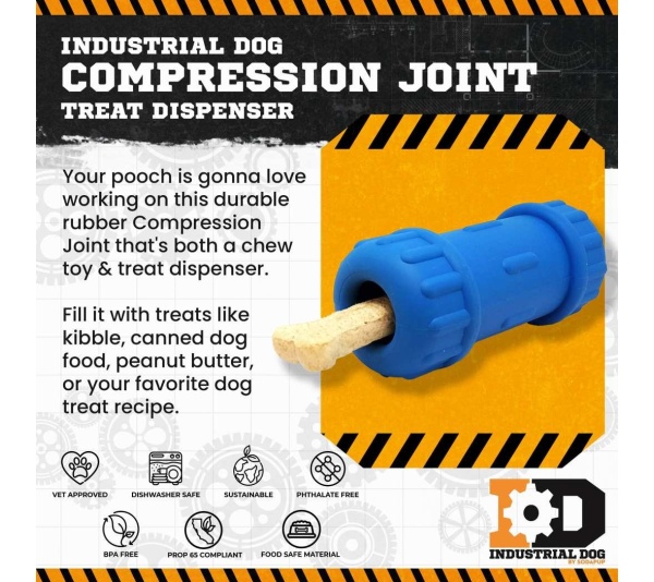 Blue - ID Bone Durable Rubber Chew Toy and Treat Dispenser - Medium
