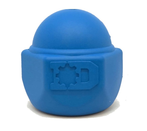 Blue - ID Cap Nut Ultra-Durable Rubber Chew Toy and Treat Dispenser - Large