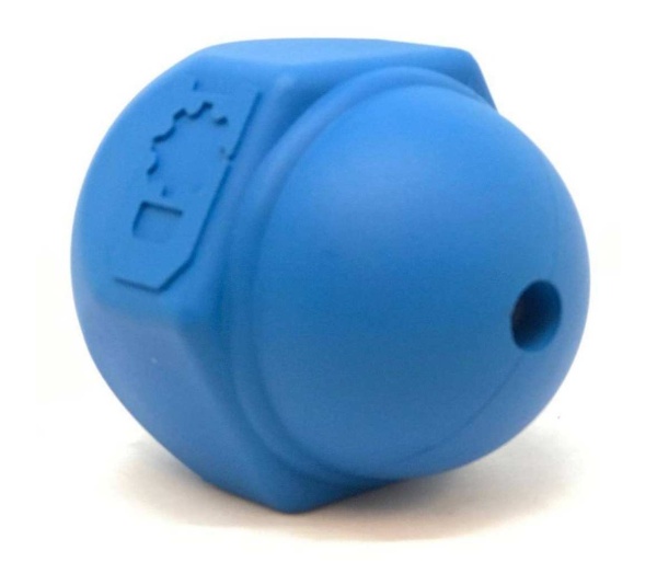 Blue - ID Cap Nut Ultra-Durable Rubber Chew Toy and Treat Dispenser - Large