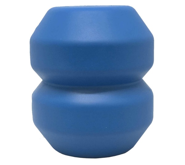 Blue - ID Double Trouble Durable Rubber Chew Toy and Treat Dispenser  - Large