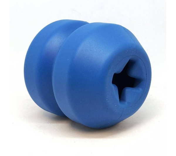 Blue - ID Double Trouble Durable Rubber Chew Toy and Treat Dispenser  - Large