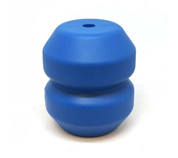 Blue - ID Double Trouble Durable Rubber Chew Toy and Treat Dispenser  - Large