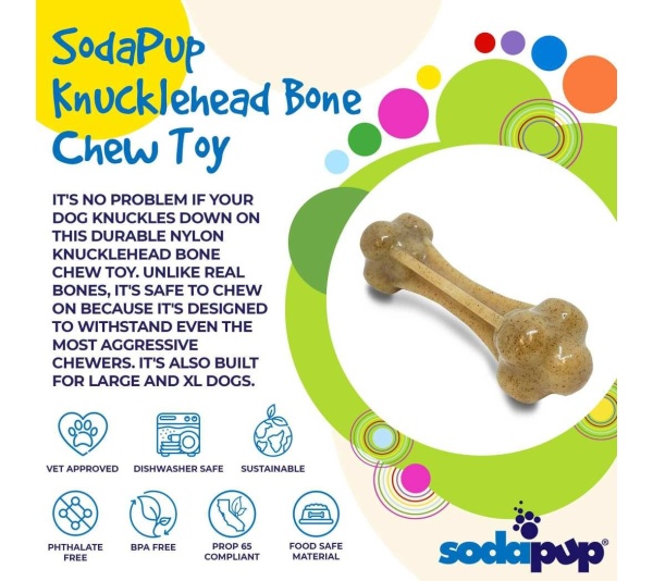 Brown - Knuckle Bone Ultra Durable Nylon Dog Chew Toy for Aggressive Chewers - Large