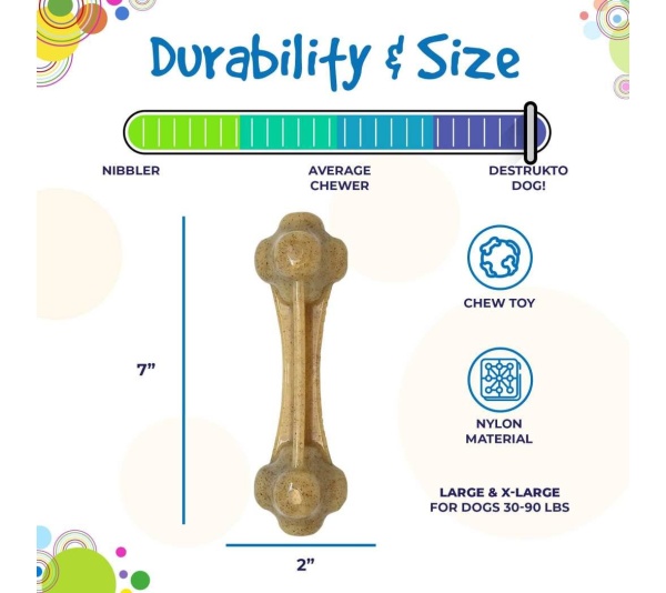 Brown - Knuckle Bone Ultra Durable Nylon Dog Chew Toy for Aggressive Chewers - Large