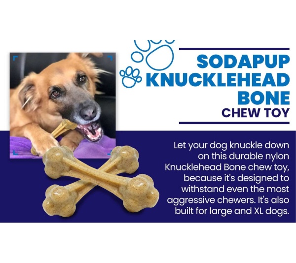Brown - Knuckle Bone Ultra Durable Nylon Dog Chew Toy for Aggressive Chewers - Large
