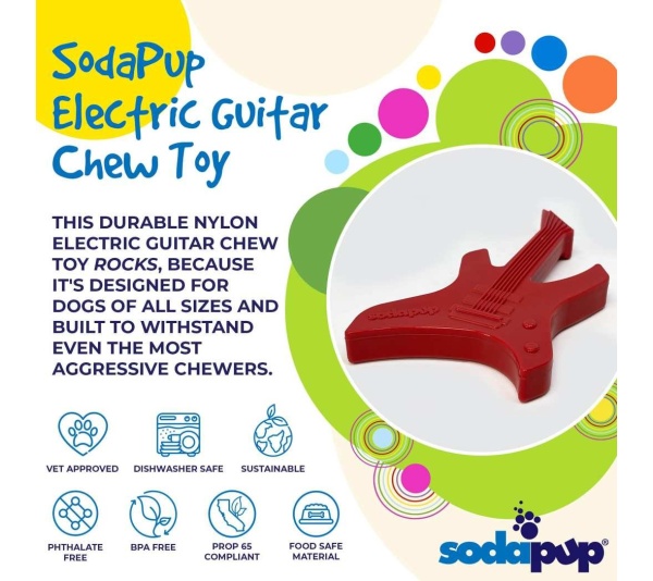 Red - SP Electric Guitar Ultra Durable Nylon Dog Chew Toy for Aggressive Chewers