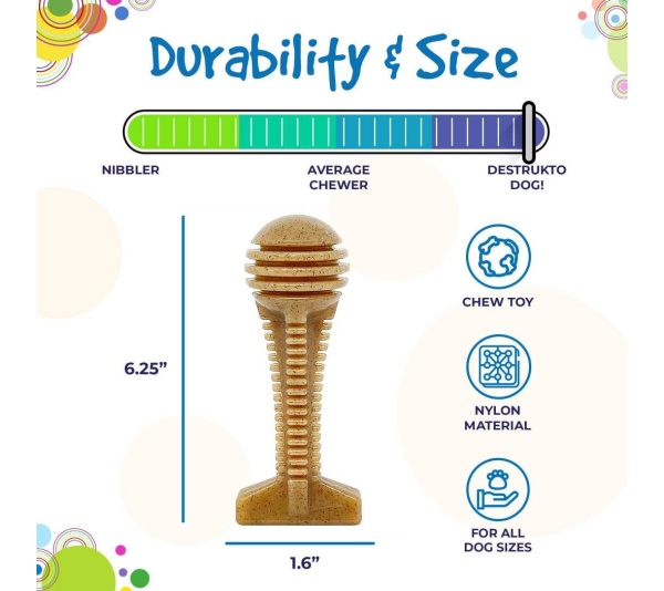 Brown - SP Honey Bone  Dental Tower Ultra Durable Nylon Dog Chew Toy for Aggressive Chewers - Large