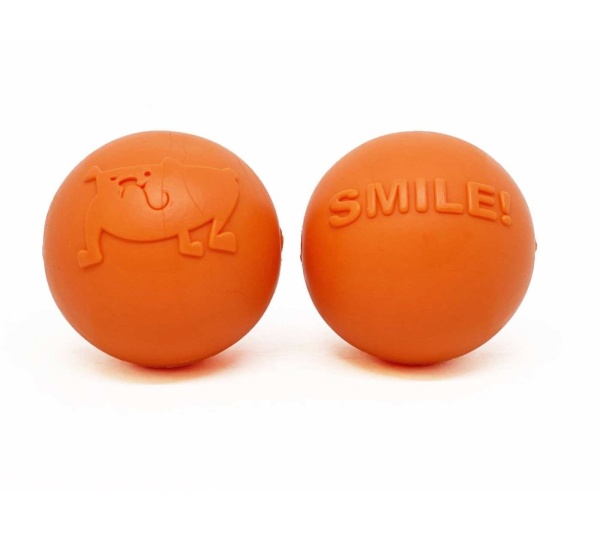 Orange - SP Smile Ball Ultra Durable Synthetic Rubber Chew Toy & Floating Retrieving Toy  - Medium