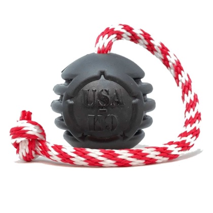 Black - USA-K9 Magnum Black Stars and Stripes Ultra-Durable  Rubber Chew Toy, Reward Toy, Tug Toy, and Retrieving Toy  - Large