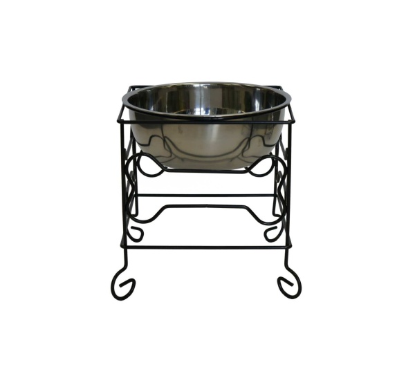 YML Wrought Iron Stand with Single Stainless Steel Feeder Bowl - Large
