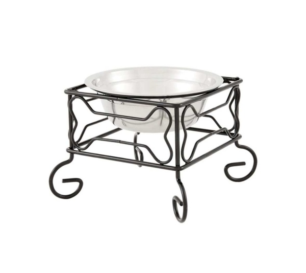 YML Wrought Iron Stand with Single Stainless Steel Feeder Bowl - Small