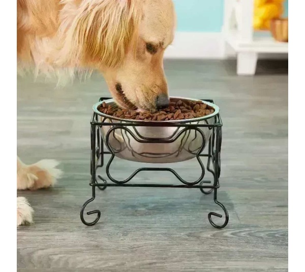 YML Wrought Iron Stand with Single Stainless Steel Feeder Bowl - Small
