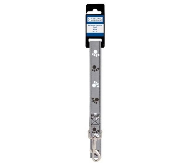 Black - CC Reflect Pawprint Lead 6Ftx1In Blk - 6ftx1in