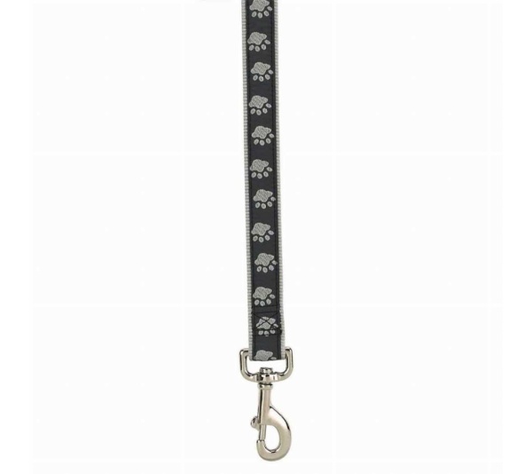 Black - CC TwoTone Pawprint Lead 6Ftx1In Blk - 6ftx1in
