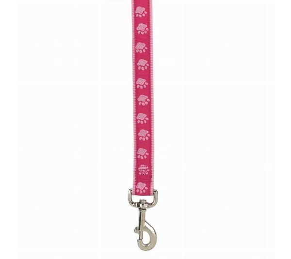 Pink - CC TwoTone Pawprint Lead 6Ftx1In Pnk - 6ftx1in