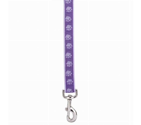 Purple - CC TwoTone Pawprint Lead 6Ftx1In Pur - 6ftx1in