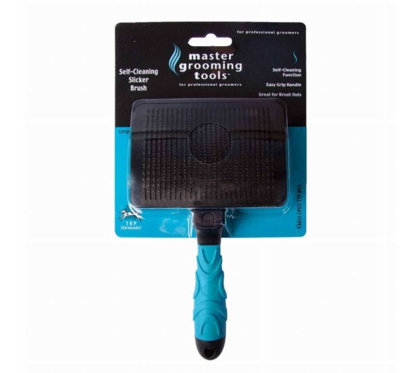 Blue - MGT Self-cleaning slicker brush L Blu - Large