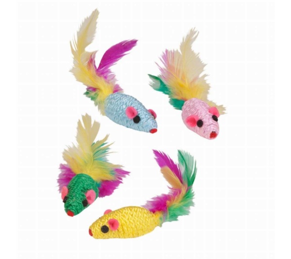 KB Feather Mouse Rattlers 4Pk