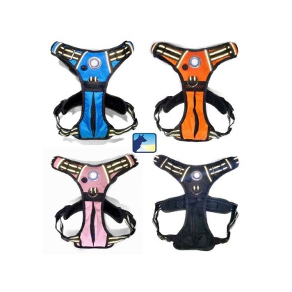 Blue - Headlight Harness, Dog Harness with Built In LED Light - Small