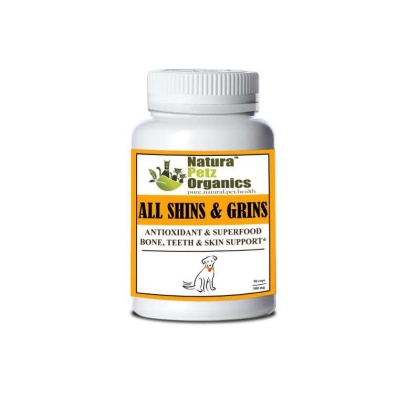 All Shins & Grins Capsules - Antioxidant Super Food Bone, Eye, Teeth & Skin Support Dog & Cat* - DOG/ 90 caps / 500 mg.