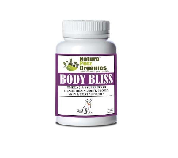 Body Bliss - Omega 3 & 6 Super Food + Heart, Brain Joint, Blood & Coat Support* - Dog / 90 caps / 500 mg/Size 1