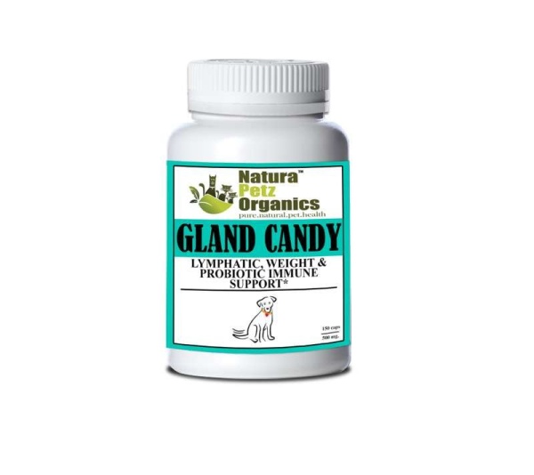 Gland Candy Omega 3 & 6 Lymphatic, Weight & Probiotic Immune Support * - DOG/ 150 caps / 500 mg.