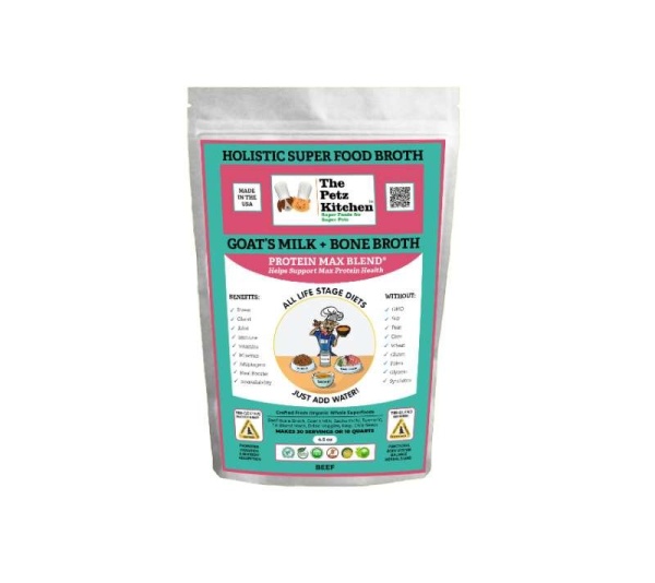 Goats Milk & Bone Broth Protein Max Blend* Stress, Gland, Joint & Immune Support* The Petz Kitchen  Broth