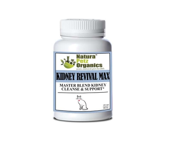 Kidney Revival Max Master Blend Kidney Cleanse & Support Capsules* Adult & Senior Dogs - CAT 150 Caps - 500 mg.