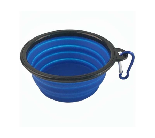 Single Blue Silicone Collapsible Travel Bowl - 12oz