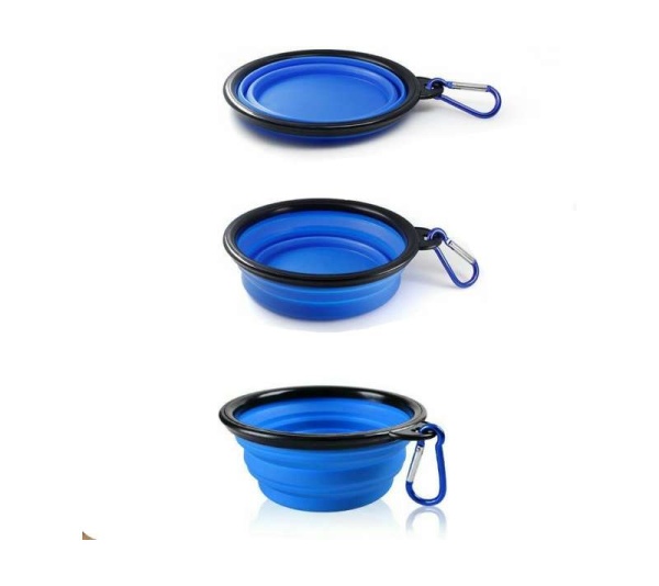 Single Blue Silicone Collapsible Travel Bowl - 12oz