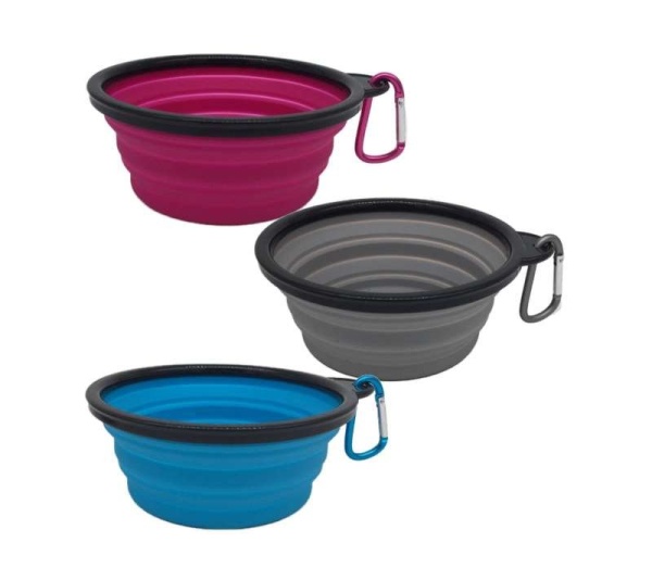 Mr. Peanut's Collapsible Silicone Bowls with Color Matched Carabiner Clips - XL 25 oz