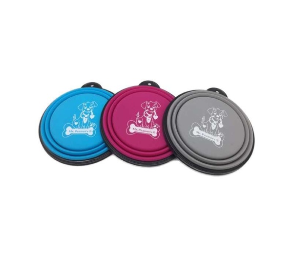 Mr. Peanut's Collapsible Silicone Bowls with Color Matched Carabiner Clips - XL 25 oz
