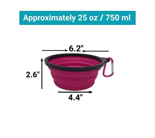 Mr. Peanut's Collapsible Silicone Bowls with Color Matched Carabiner Clips - XL 25 oz