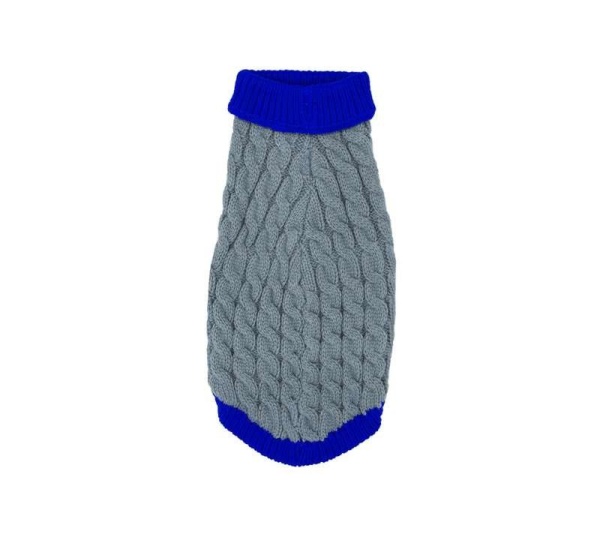 Gray With Regal Blue Fringe - Mr. Peanut's Knitted Acrylic Dog Sweaters - XX Large