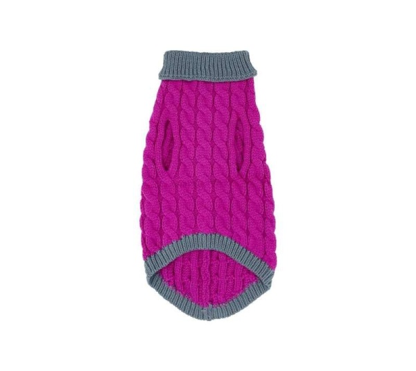 Royal Rosa With Gray Fringe - Mr. Peanut's Knitted Acrylic Dog Sweaters - XX Large