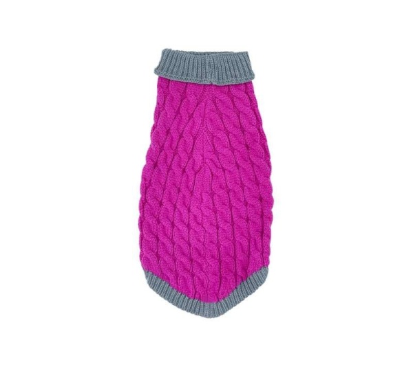 Royal Rosa With Gray Fringe - Mr. Peanut's Knitted Acrylic Dog Sweaters - XX Large